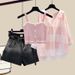 Women’s Clothing Plus Size Women's Summer Wear A Complete Set Of New Sun Protection Shirt Slim Suspenders Denim Shorts Three Piece Set_ecoleips.com