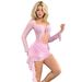 Sexy Women's Ho Girl Oufi Lace-Up Cardigan Mesh See-Through Hollow Long Sleeve Summer Shor Skir Ribbon Two-Piece_ecoleips.com