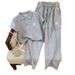 Women's Clothing Women's Fashionable Age Reducing Summer Sports Suit Short Sleeved Casual Two Piece Set Wide Leg Trousers Small Sized_ecoleips.com