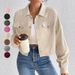Women's Slim Fit Short Zipper Cardigan Corduroy Jacket Polo Collar Autumn Winter Europe America Style Lightweight Coats_ecoleips.com