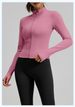 K Solid Color Basic Yoga Suit Jacket, Nude Feeling, Tight Fitting, Breathable Stand Up Collar, Sports And Fitness Top For Women_ecoleips.com