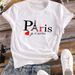 New Clothing, Simple Printed Design, New Model, Eiffel Tower Print, Regular Shoulder, Women's Short-sleeve T-shirt_ecoleips.com