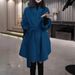 "Effortless Belted Wool-Like Coat – Oversized Drape In Azure (M-3XL) | Minimalist Polyester Elegance For Work & Weekend"_ecoleips.com