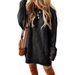 Oversized Knit Sweater Dress – Women's Long Sleeve Casual Tunic In Soft Polyester (Black/Army Green/Khaki/Caramel/White)_ecoleips.com
