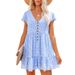 2022 European And American Spring/Summer Independent Website V-neck Buttoned Small Floral Short-sleeved Loose_ecoleips.com
