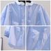 Women's Clothing Literary Style Light Blue Cotton Shirt Women's 7 Point Sleeve Casual Shirt Summer Versatile Temperament Top_ecoleips.com