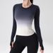 K Gradient Yoga Suit Top For Women, Thin Cut, Quick Drying, Running, Long Sleeved Sports T-shirt, Tight Fitting, Slimming Fitness Suit_ecoleips.com