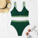 Women's Clothing Split High Waist Sports Swimsuit Contrast Color Cross Gathered Swimsuit_ecoleips.com