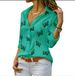 Women's Multicolor Butterfly Print Loose Lapel Shirt Long Sleeve Casual Top Fashionable Stylish_ecoleips.com