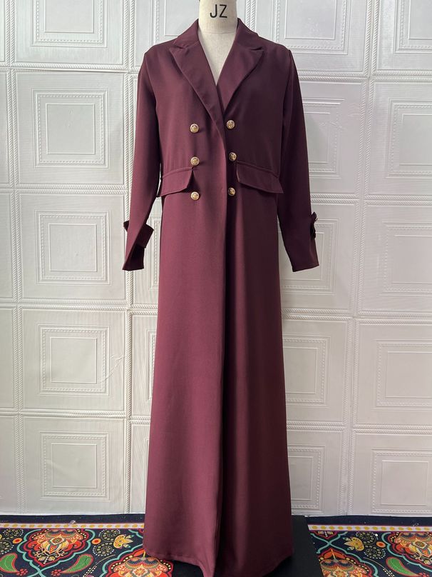 Women's Trench Coat – Designer Longline Polyester Blend Coat With Notched Lapel, Elegant & Comfortable (Deep Red, S-Xxl)_ecoleips.com