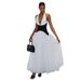New Summer Fashion Women's Dress: European And American Style, Color-Contrast, Sexy Deep V, Sleeveless, Halter Neck,_ecoleips.com