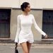 Women's Clothing Women's Elegant Solid Color Bodycon Dress Long Sleeved Knotted Decoration Style Autumn Fashion_ecoleips.com