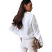 Women's Clothing Shirt Button Solid Color Commuter Style Round Neck _ecoleips.com