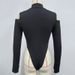Women's Zippered Off-Shoulder Bodysuit For Autumn Winter Black Thin Polyester Casual Sexy Clubwear Rompers & Playsuits_ecoleips.com