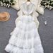 Luxury Elegant Sequined Beaded Mesh Tulle Dress French Style Waist Cinching Slimming Long Dress For Women_ecoleips.com
