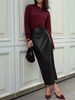 Women's Clothing Premium Leather Skirt High Waisted Slim Fit Slit Bodycon Fashionable Sexy Summer Women's Bottoms_ecoleips.com