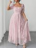 Plus-size Embroidered Square-neck Puff Sleeve Fashion Dress_ecoleips.com