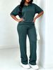 Women's Clothing Solid Color Spring Summer Polo Collar Top And High-Waisted Straight Leg Pants Two Piece Set_ecoleips.com
