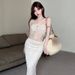 Women's Three Piece Swimsuit Set Solid Color Bikini Thai Style Sweet Long Skirt Beach And Hot Spring Swimwear Professional_ecoleips.com