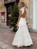 New Cross-Border Romantic Hollow Crochet Backless Maxi Dress, Slim Jacquard A-Line Long Dress, Summer Outfit Suitable For Beach Vacation_ecoleips.com