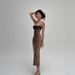 Leopard Print Sequined Evening Gown Lace Trimmed Strapless Long Dress Elegant Fashion_ecoleips.com