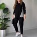 Women's Loose Round Neck Patchwork Suit Comfortable Fashion Casual Spring/Autumn Polyester Full Length Pant Set_ecoleips.com