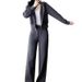 Korean Oversized Lounge Set – Long Sleeve Zip-Up Top & Wide-Leg Pants (2XL, Heather Grey)_ecoleips.com
