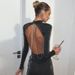 2025 European And American Style Backless Chain Round Neck Long Sleeved Wrap Buttocks TightShortSkirtRetroNostalgic French Dress_ecoleips.com