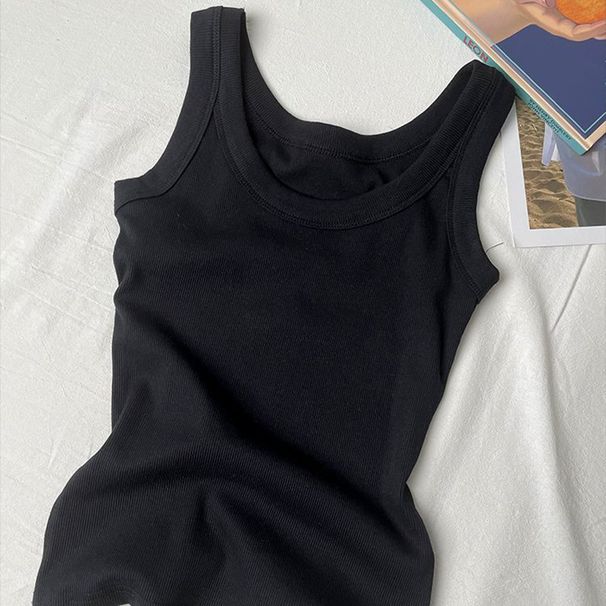 Women's Clothing Women's Simple Casual Threaded Vest Bottoming Shirt Spring Summer And Autumn New Comfortable Breathable T Shirt_ecoleips.com