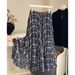 Mesh Stitching Contrasting Color Plaid Skirt Women's New High Waist Drape Pleated Loose Pendulum Umbrella Skirt_ecoleips.com