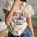 Summer Print Letter Irregular Hem Short V-neck Top Short Sleeve T-shirt Women_ecoleips.com