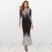 2023 New European And American Style Gold-Printed Slim-Fit Long-Sleeve, Autumn/Winter Evening Gown, Mermaid_ecoleips.com