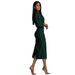 2024 New Autumn/Winter Solid Color Long Sleeve Elegant V-Neck Evening Dress With Slit_ecoleips.com