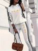 Women's Casual Vacation Fashion Set Spring Summer Gold Milan Print Hooded Long Sleeved Pants Two Piece Outfit_ecoleips.com