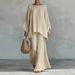 In Stock 2026 European American Cross-border New Women's Simple Loose Linen Blend Shirt And Wide-leg Pants Set_ecoleips.com