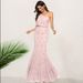 Women's One Shoulder Chiffon Mermaid Maxi Dress, Elegant Formal Evening Party Gown_ecoleips.com