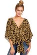 2025 Women's Shirt Spring Summer V-neck Short Sleeve Knot Print Top_ecoleips.com