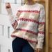 Cozy Christmas Deer Jacquard Knit Sweater Women's Loose Round Neck Casual Pullover Soft Yarn Top_ecoleips.com