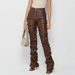 Women's Clothing Fashion Tight PU Leather Trousers Personalized Folded Flared Pants Women's New Style for Four Seasons_ecoleips.com