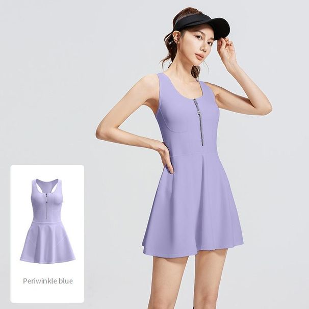 Zippered Sports Dress - Anti-Slip Running Skirt With Built-In Shorts Breathable Workout Dress For Women Gym To Street Versatile Athletic Wear_ecoleips.com