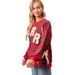 Women's Clothing Christmas Bow Embroidered Side Slit Pullover Sweatshirt - Cozy Casual Long Sleeve Collar Top (White Pink, White Red, Red)_ecoleips.com