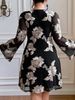 Elegant Plus-Size Evening Dress V-Neck Long Sleeve Floral Embroidered Gown, Sexy High-Waist Formal Dress For Parties & Special Occasions_ecoleips.com
