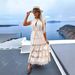 Elegant Lace Trim Wrap Dress With Belt – Flowy Maxi Dress For Women (Black/White/Beige/Rose/Blue, S-XL)_ecoleips.com