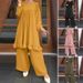 Verve Muslim Commuter Daily Casual Ruffle Solid Color Patchwork Elegant Home Fashion Suit Pants For Women_ecoleips.com
