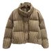 "Chic Checkered Puffer Jacket Women's Short Coat - Oversized Quilted Down Jacket With Stand Collar, Minimalist Office Wear_ecoleips.com