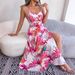 2026 Spring/Summer European And American Floral Sleeveless Hollow Out Strap Long Vacation Beach Dress_ecoleips.com