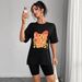Women's Casual Round Neck Short Sleeve Top Multi-Color American Style Simple Fashionable Sports Solid Color Loose Printed T-Shirt_ecoleips.com