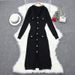 Women's Clothing V Neck Short Sleeved Sweater Dress Waist Temperament Knitted Dress_ecoleips.com