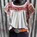 Women's Clothing Summer Women's Round Neck Fashion Printed Loose Short Sleeve T Shirt_ecoleips.com