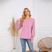 2025 Autumn And Winter Women's Round Neck Pleated Long Sleeved Casual Top T-shirt_ecoleips.com